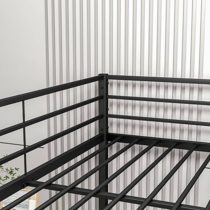 Metal Bunk Bed Frame with Safety Guard Rails, Heavy Duty Space-Saving Design