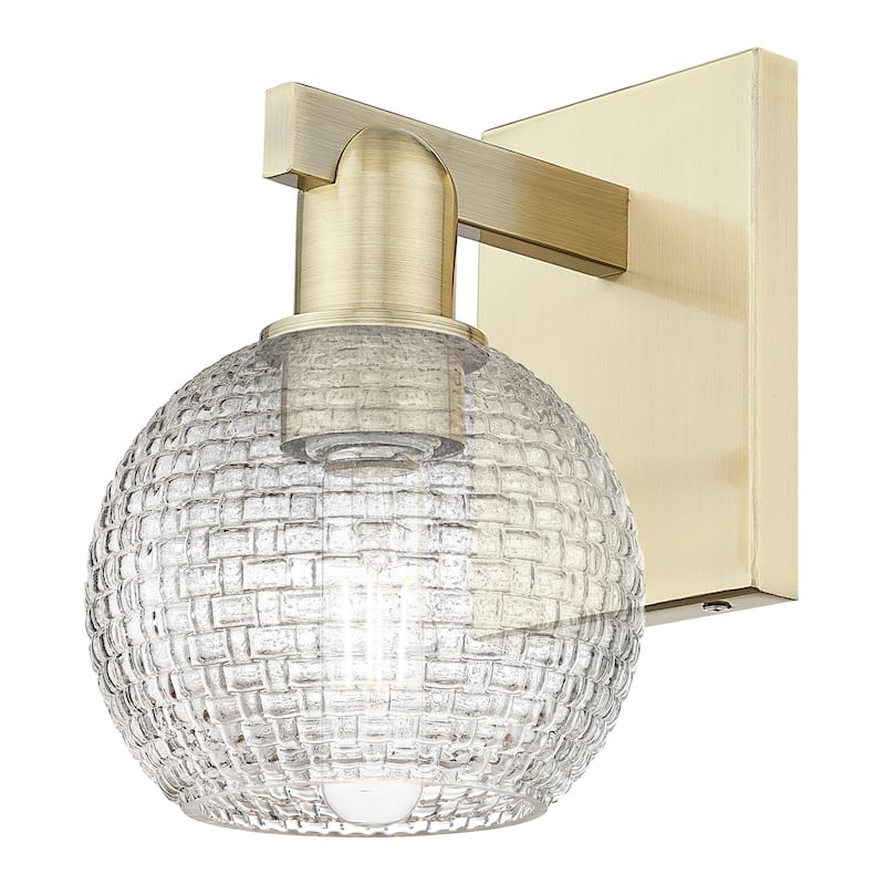 Innovations Lighting 716-1W-10-6 Athens Sconce Athens 10" Tall Wall - Antique Brass / Clear Basketweave