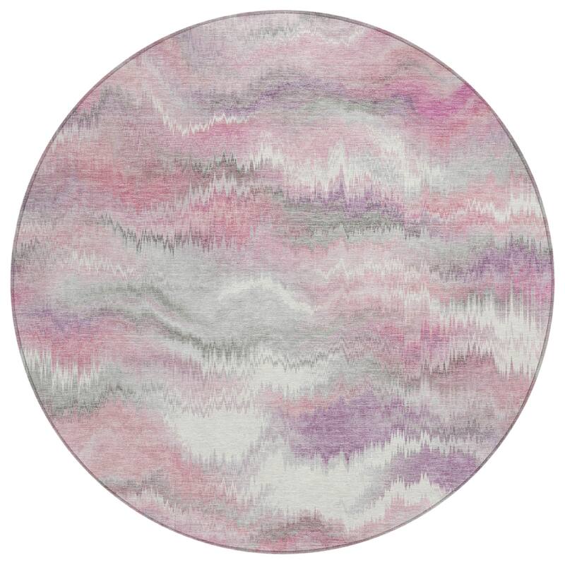 Machine Washable Indoor/ Outdoor Abstract Watercolor Chantille Rug