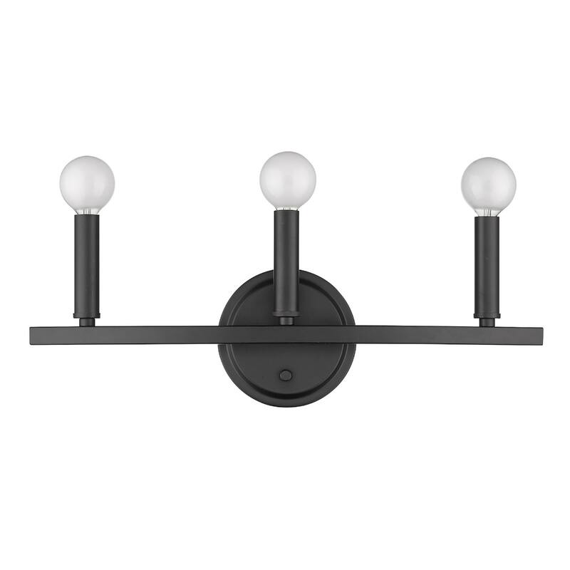 3-Light Bathroom Vanity Wall Light in Matte Black with Dimmable Hardwired Fixture and E12 Compatible - 6.63" H x 18" W x 4" D