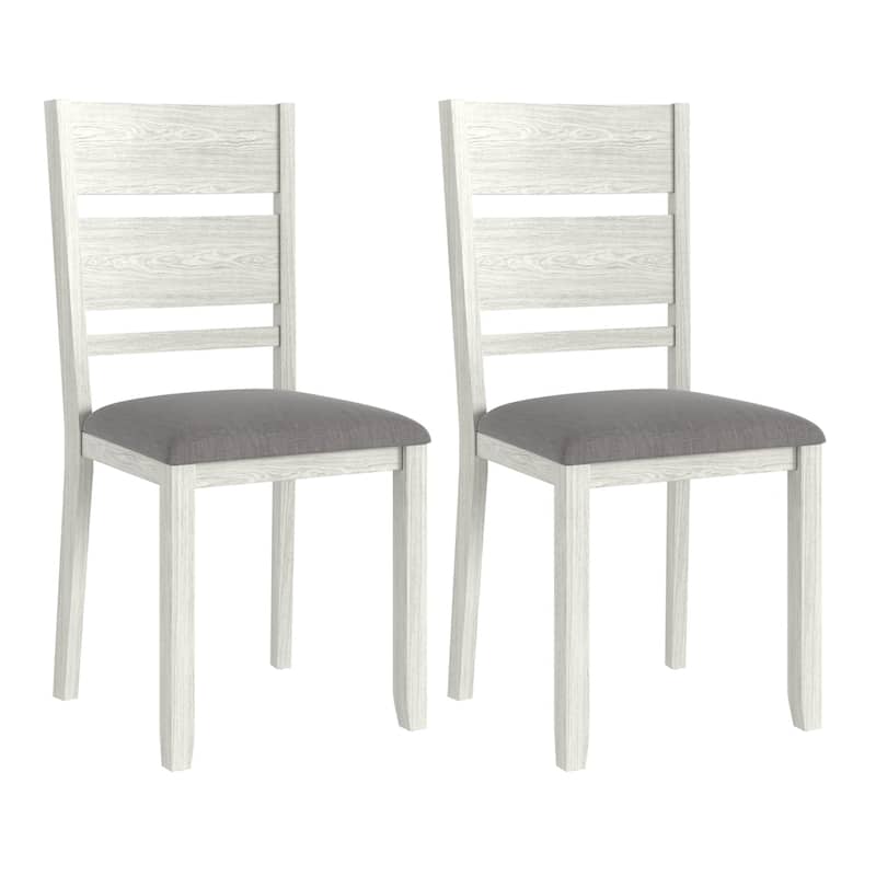 VECELO Modern Farmhouse 39" Solid Wood Dining Chairs with Linen Fabric Upholstered Seat - Set of 2