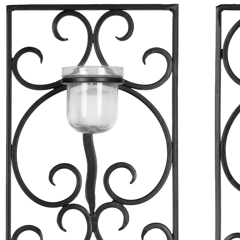 SAFAVIEH Lighting Vally Classical Scrolls Candle Holder Wall Sconce - 23"L x 31"H x 9"D - 32Wx4Dx24H