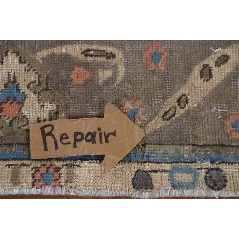 Tabriz Living Room Vintage Rug Handmade Wool Carpet - 6'5"x 9'6"