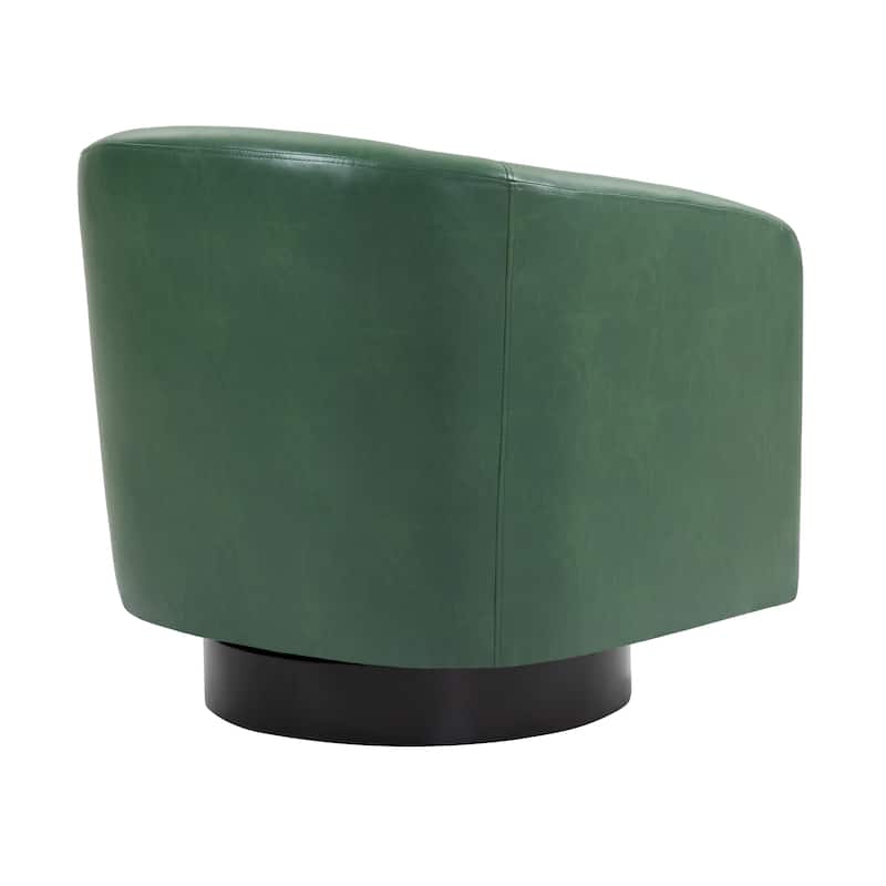 Faux Leather Wide Seat Swivel Barrel Chair