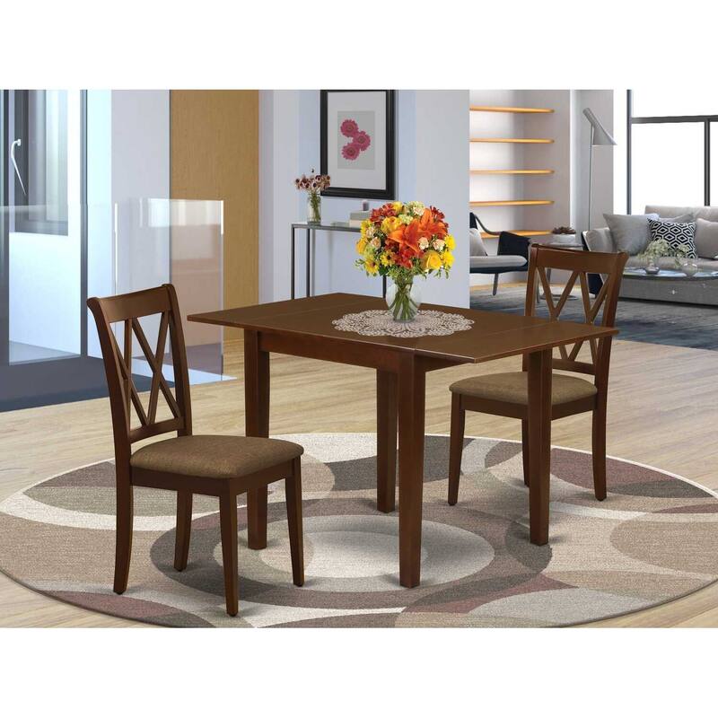 HomeStock 3-Piece Mahogany Finish Solid Wood Top Dining Table Set