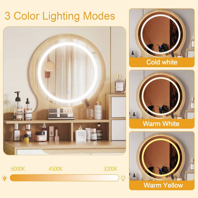 Makeup Vanity Desk with 3 Adjustable Lighted Mirror