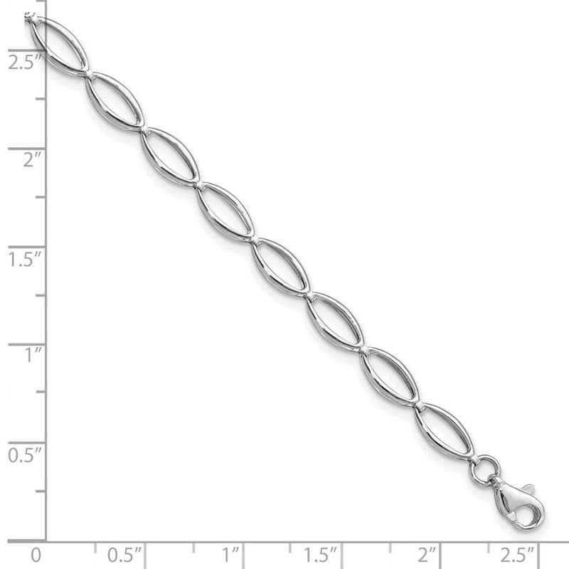 Curata 14k White Gold 7" 5mm Sparkle Cut Oval Links Bracelet