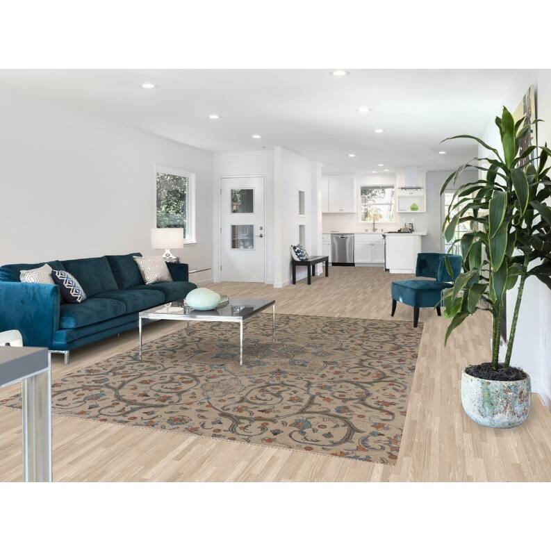 Hand Knotted Oriental 100% Wool Carpet Traditional Floral Beige & Ivories Tabriz Area Rug - 10' 1'' X 6' 10''