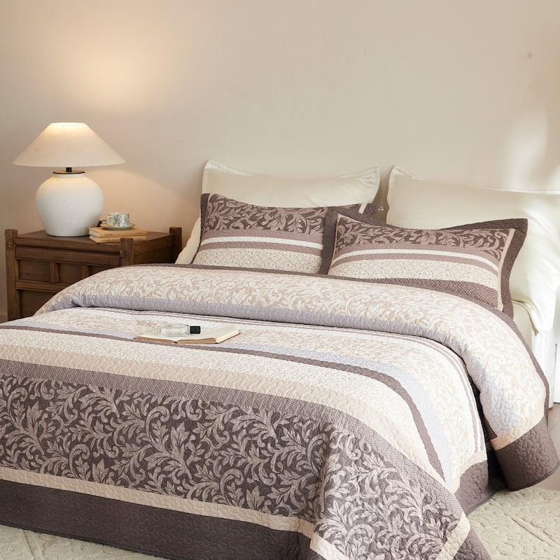 Classic Cottage Floral Cotton Quilt Bedspread Set