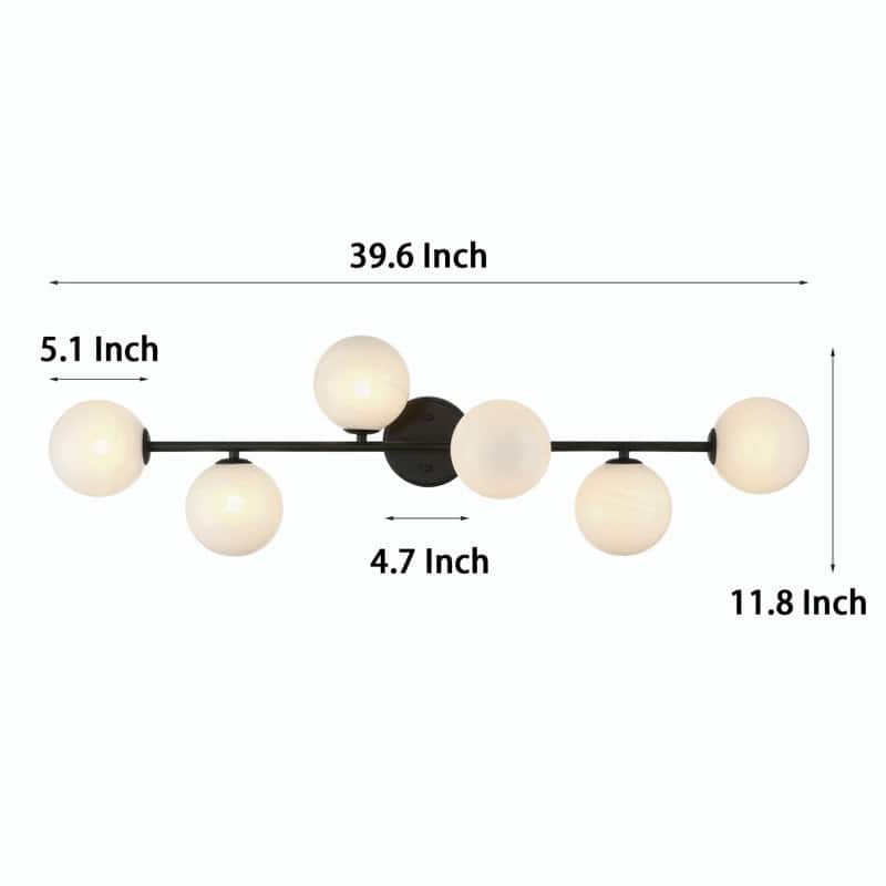 Acroma 6-Light Black Vanity Light with Globe Shades