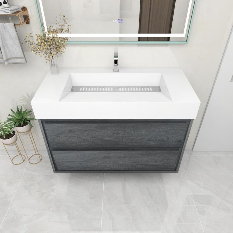 Victoria 42" Wall Mounted Modern Vanity with Acrylic Sink