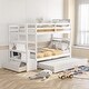 preview thumbnail 19 of 25, Costway Twin Over Twin Bunk Bed with Trundle Stairway and Storage - 39'' x 75''