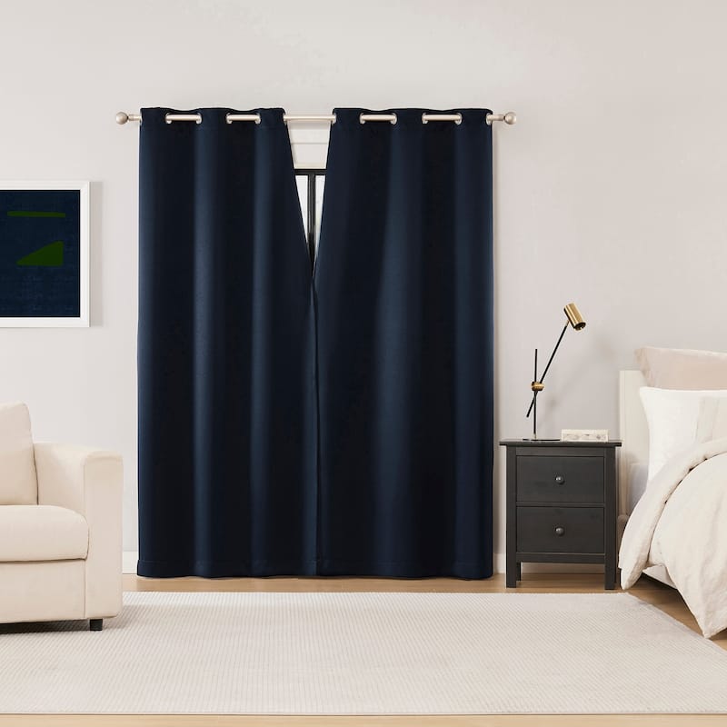 Sun Zero Sheridan Dual-Sided Magnetic Closure Total Blackout Grommet 2-Piece Curtain Panel Pair