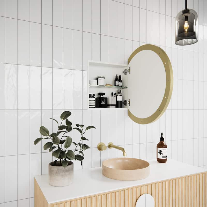 One Door Steel Frame Round Shape Medicine Cabinet