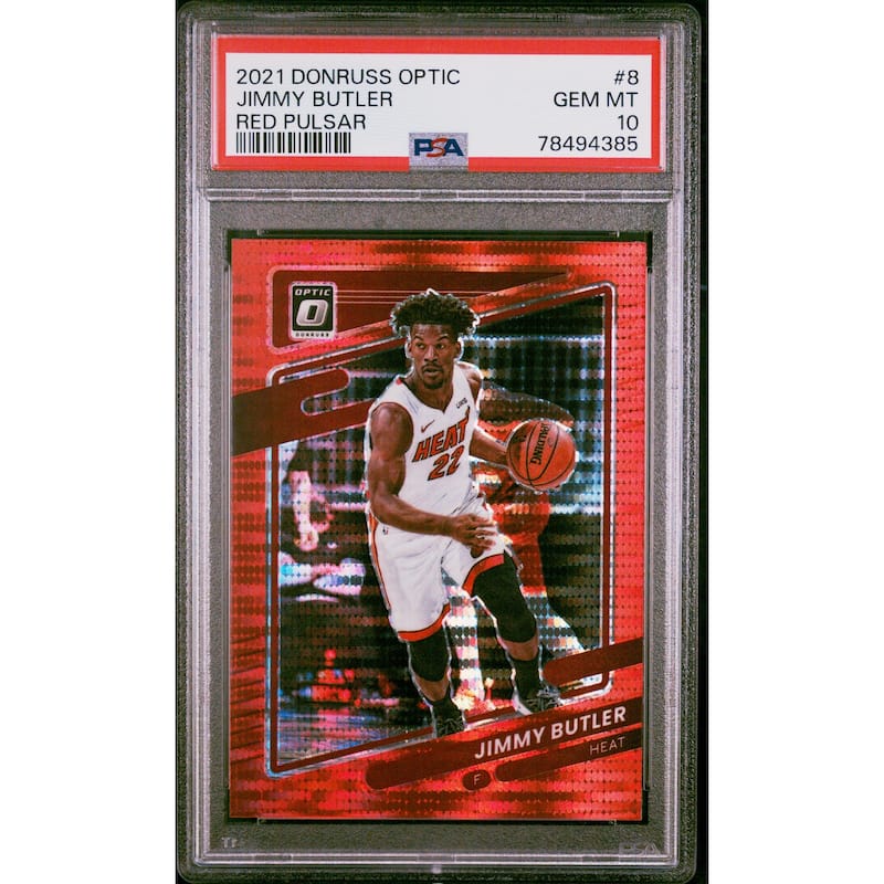 Jimmy Butler 2021 Panini Donruss Optic Red Pulsar Basketball Card #8 PSA 10 - 8'6" x 11'6"