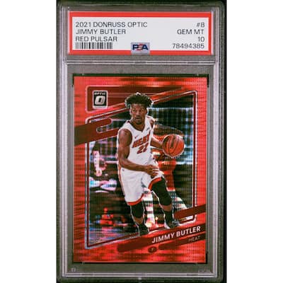 Jimmy Butler 2021 Panini Donruss Optic Red Pulsar Basketball Card #8 PSA 10 - 8'6" x 11'6"