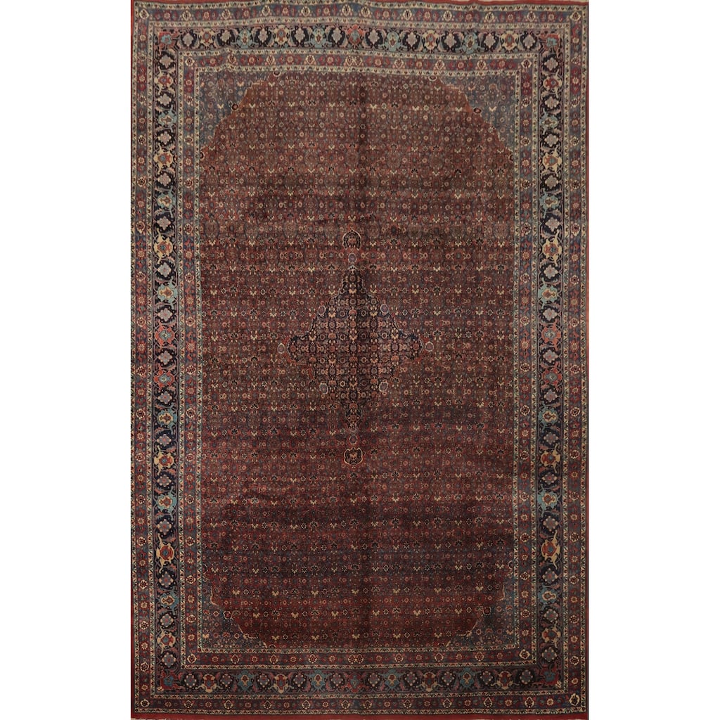 Hand Knotted Oriental 100% Wool Carpet Traditional Floral Red Bidjar Area Rug - 11' 9'' X 8' 6''