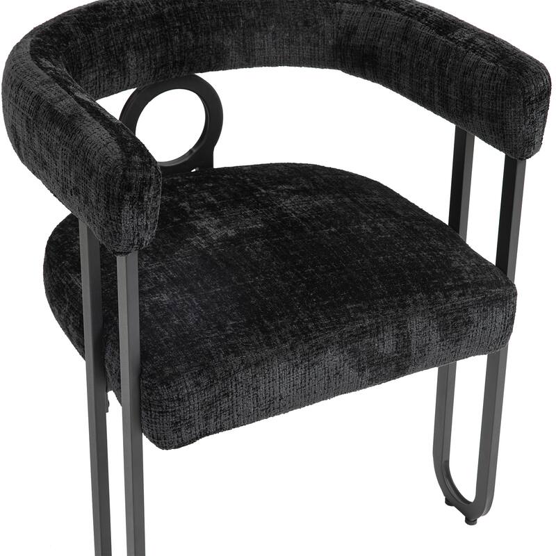 Mid-Century 2-Piece Barrel Side Chairs Dining Chair Armchair with Curved Backrest,Black