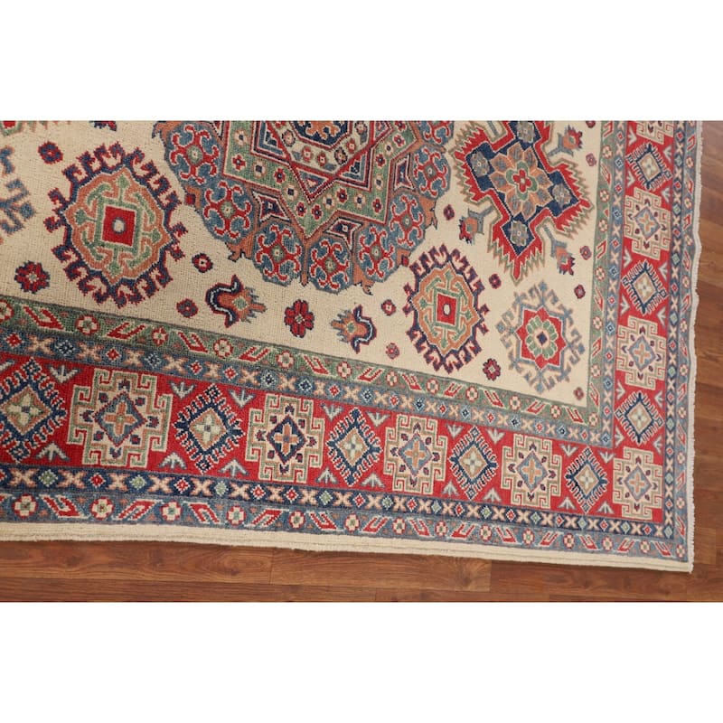 Kazak Oriental Area Rug Handmade Traditional Beige Wool Carpet - 5'0" x 6'6"