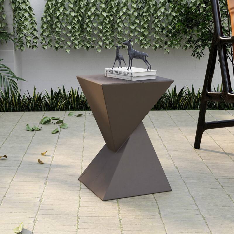 13-Inch Square Side Table in Fiberstone Modern Accent Side Table for Indoor and Outdoor Glint Series