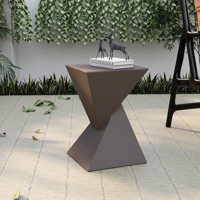 13-Inch Square Side Table in Fiberstone Modern Accent Side Table for Indoor and Outdoor Glint Series