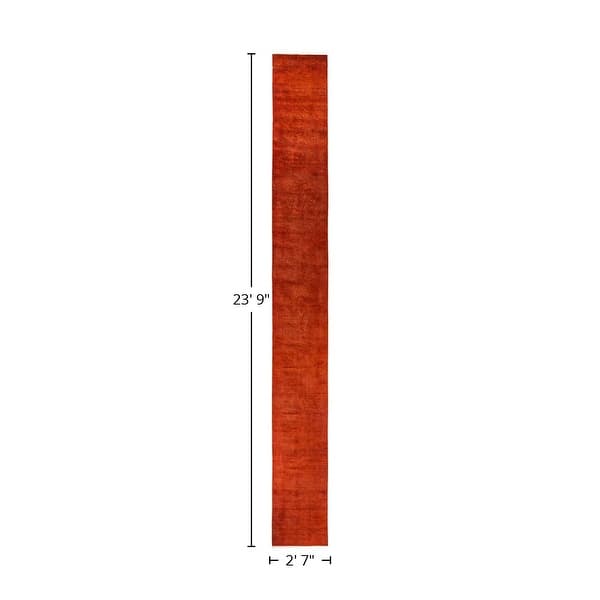 Overton Hand Knotted Wool Vintage Inspired Modern Contemporary Overdyed Orange Runner Rug - 2' 7" x 23' 9"