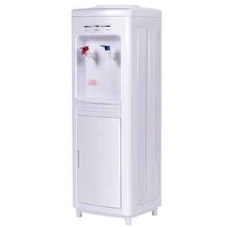 Gymax 5 Gallon Top Loading Hot & Cold Water Dispenser Cooler w/ Storage Cabinet