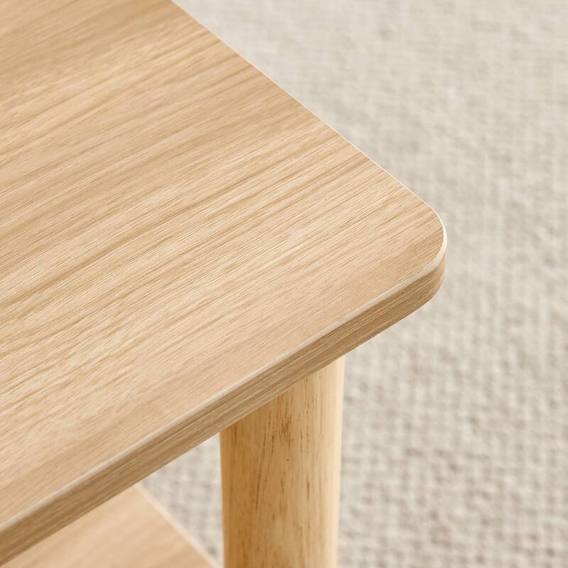 Modern 2-Tier Coffee Table Rectangular Center Table with Open Storage Shelf