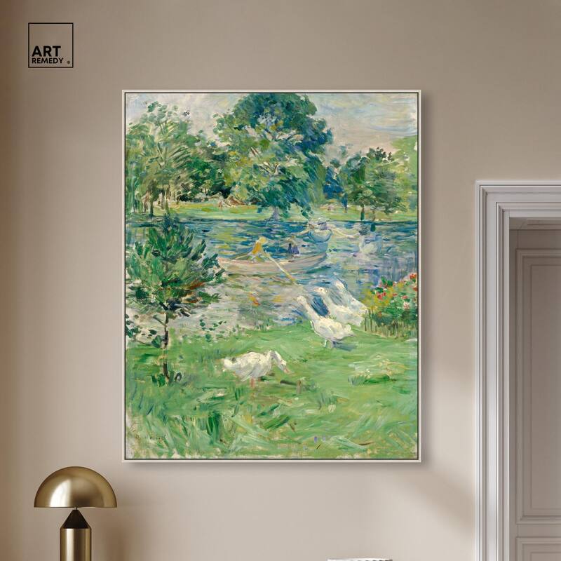 Morisot Girl in Boat with Geese Canvas by Art Remedy