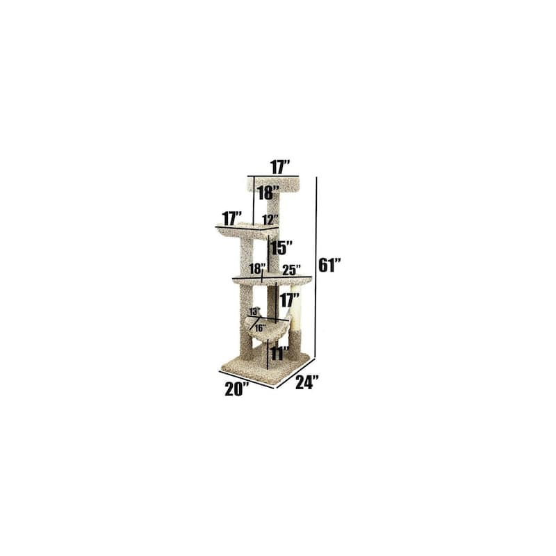 Multi-Level Large Cat Gym with Hammock Perches and Carpeted Scratching Posts for Playful Cats