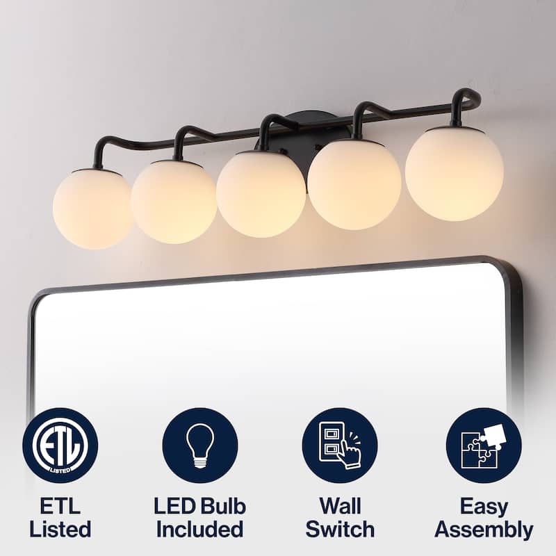 Globe Metal/Frosted Glass Modern LED Vanity, by JONATHAN Y