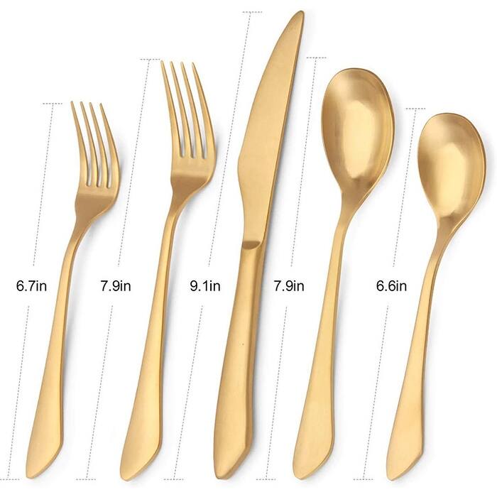 Gold Silverware Set, 40Piece Stainless Steel Flatware Set Service for