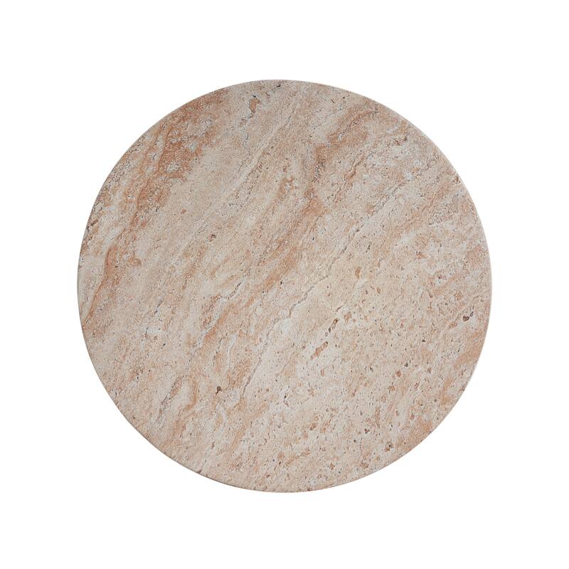 Outdoor Indoor Lightweight Concrete Side Table, Travertine Finish - 19.27