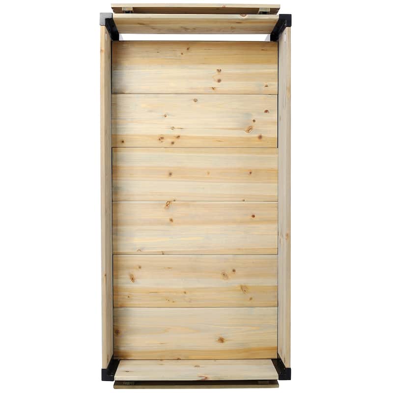 Metal Wood Raised Garden Bed, Folding Shelf Planter for Herbs Veggies