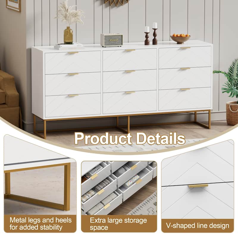 9 Drawer Chest Of Dresser Storage Tower Cabinet Bedroom Organizer Living Room