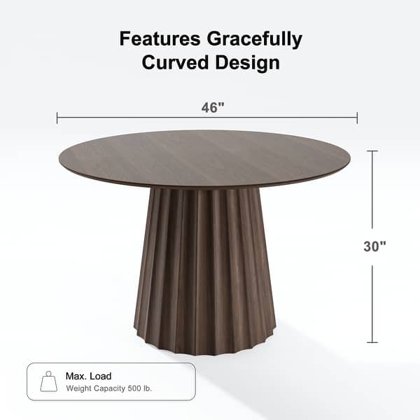 dimension image slide 6 of 10, Solid Wood Round Dining Table for 4-8 People Nordic style
