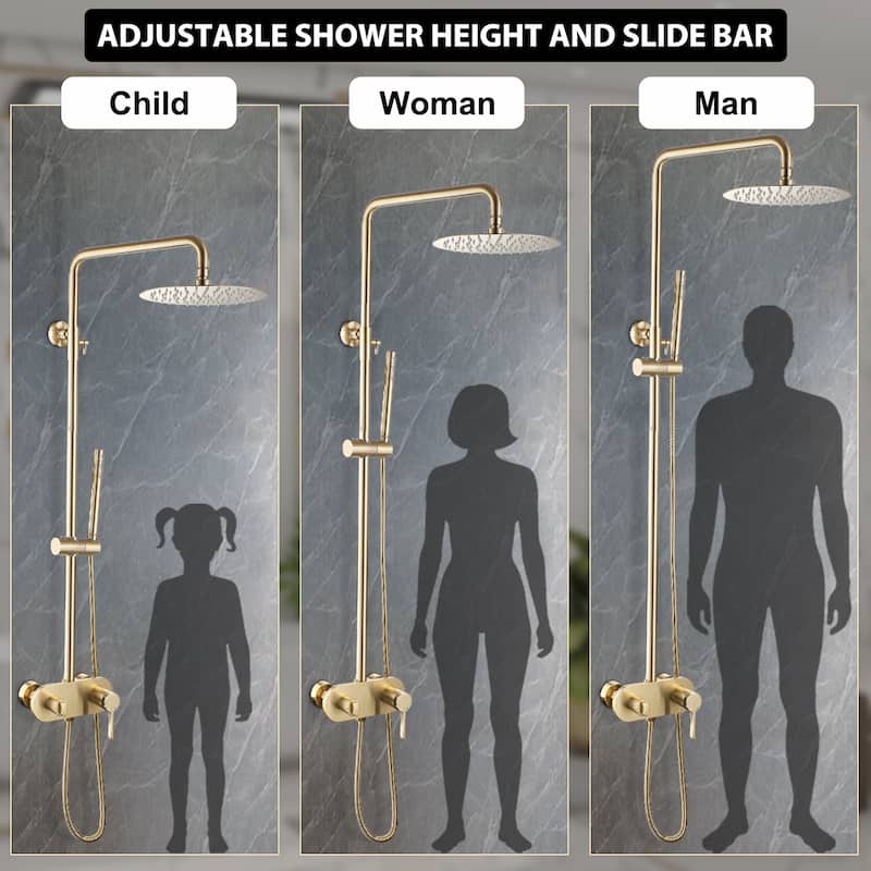 10" Rain Shower Head 2-Function Shower System with Tub Spout, Wall Mounted Shower Faucet Set with Tub Spout