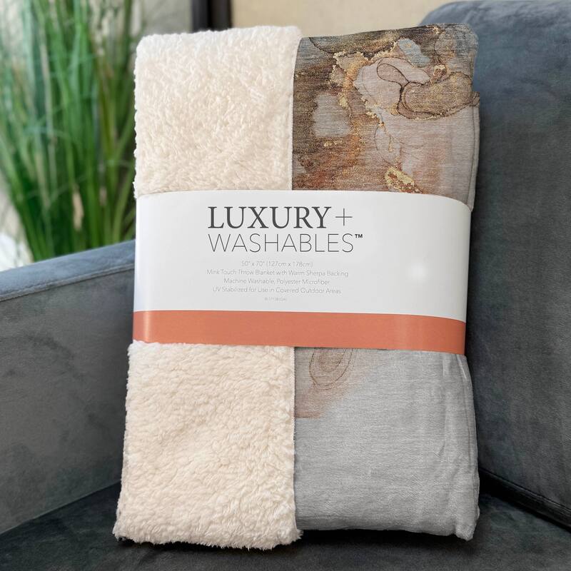 Premium Machine Washable Abstract Contemporary Sherpa Throw Blanket