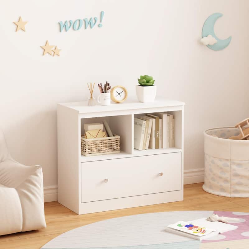 Kids Toy Storage Organizer with Large Drawer - White