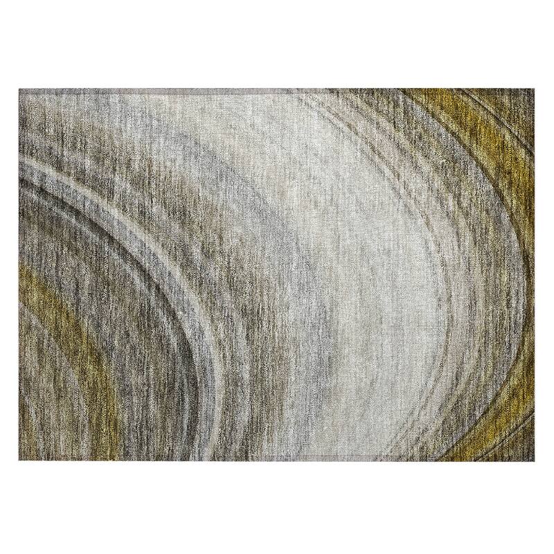 Machine Washable Indoor/ Outdoor Chantille Abstract Wave Rug