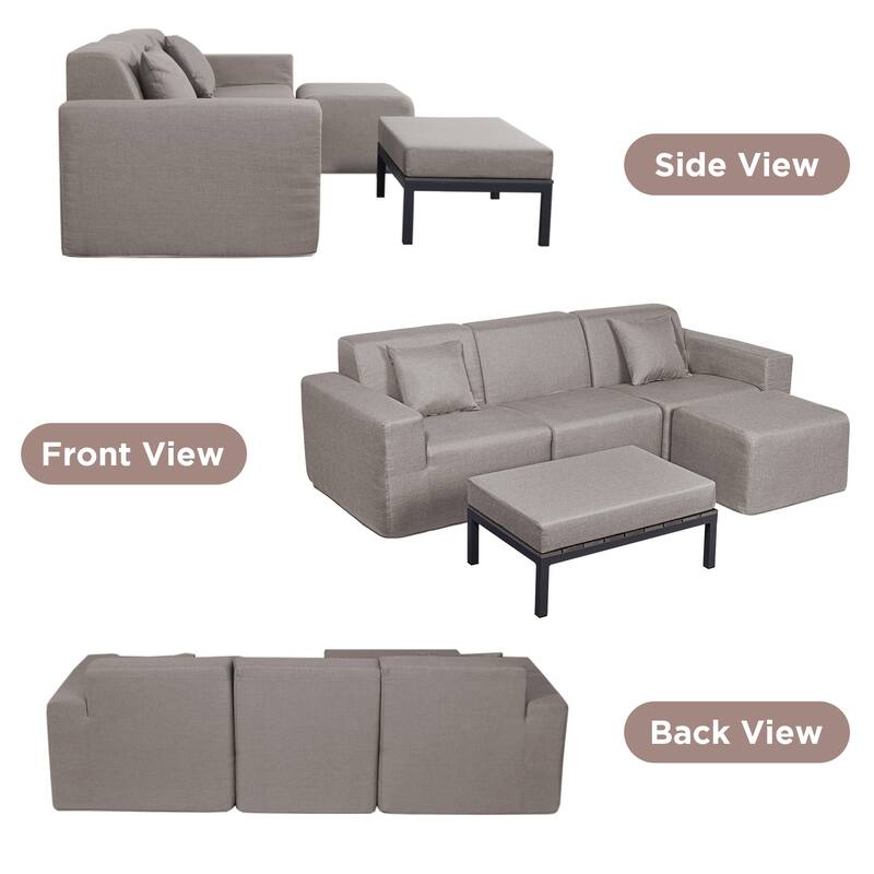 Outdoor and Indoor Modern Modular Patio Sectional Sofa with L-Shape Chaise, Cloud Sectional Couch with Comfy Chaise
