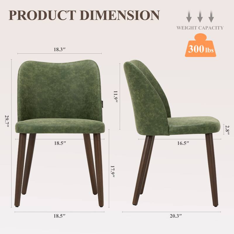 RENEWLINE Set of 2 Wooden Dining Chairs, Beige Upholstered Fabric for Kitchen & Dining Room