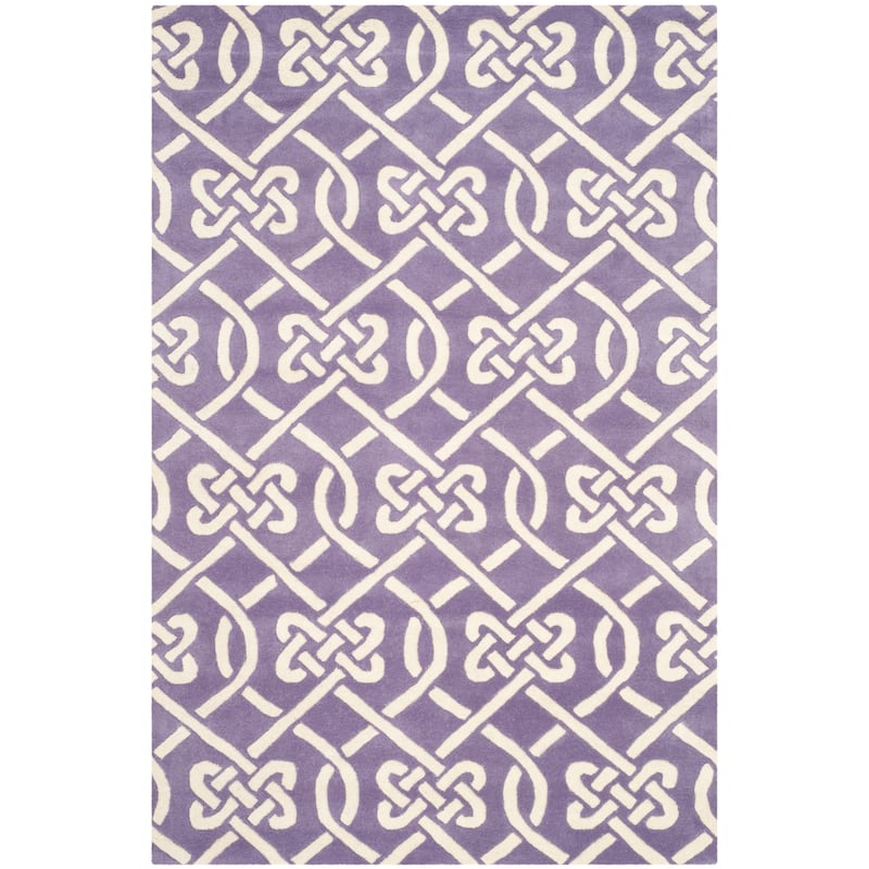 SAFAVIEH Handmade Chatham Fatma Modern Wool Rug - 5' x 8' - Purple/Ivory
