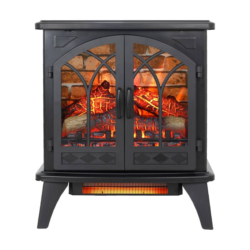 Portable 24-Inch Infrared Quartz Electric Fireplace Stove with 3D Flame, Timer, and Safety Features
