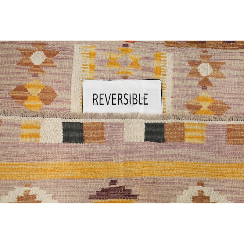 Hand Woven Oriental 100% Wool Carpet Southwestern Tribal Purples Kilim Area Rug - 6' 0'' X 3' 4''