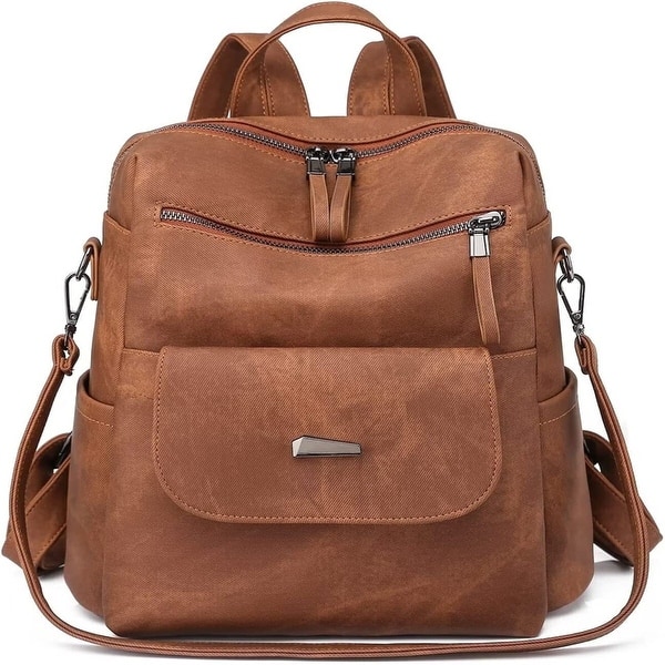 slide 2 of 8, Ladies Casual Shoulder Bags Brown - 12x7x11" Brown - Backpack Purse