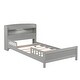 preview thumbnail 29 of 77, Pine Wood Platform Bed Low-Profile Bed Frame with Storage Headboard, Motion Sensor LED Light, Movable Guardrail, Slats Support