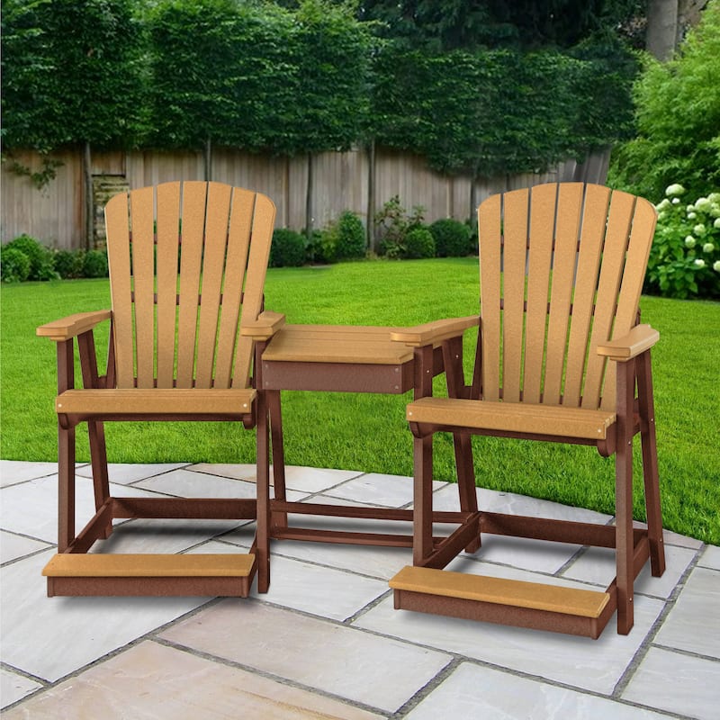 Counter Height Settee Table Combo - Cedar and Tudor Brown