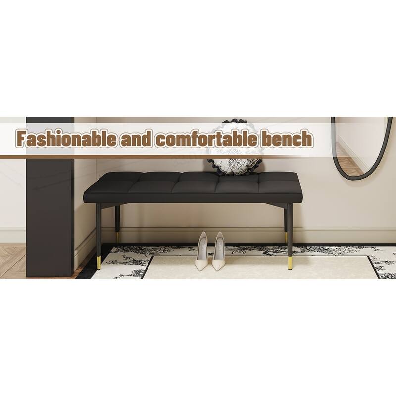 47*16 Inch Multifunctional Black Shoe Bench