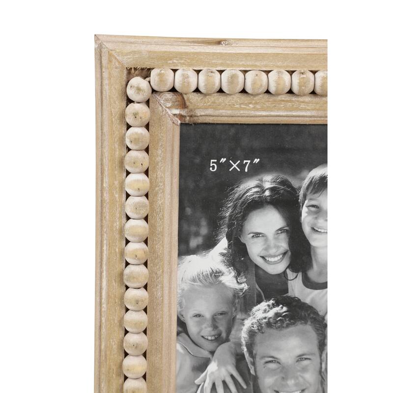 Light Brown Wood Beaded 1 Slot Photo Frame - 8 x 1 x 10